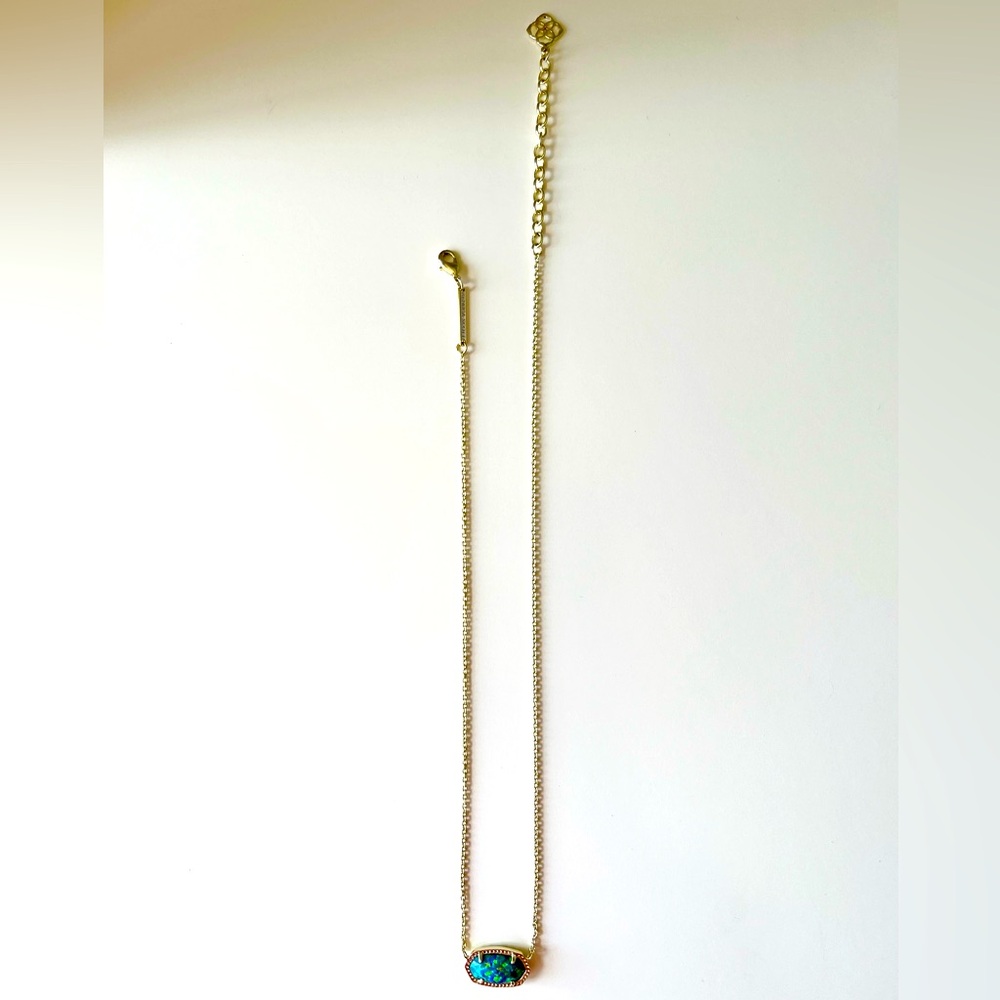 Kendra Scott Elisa Gold Pendant Necklace in Marine Kyocera Opal